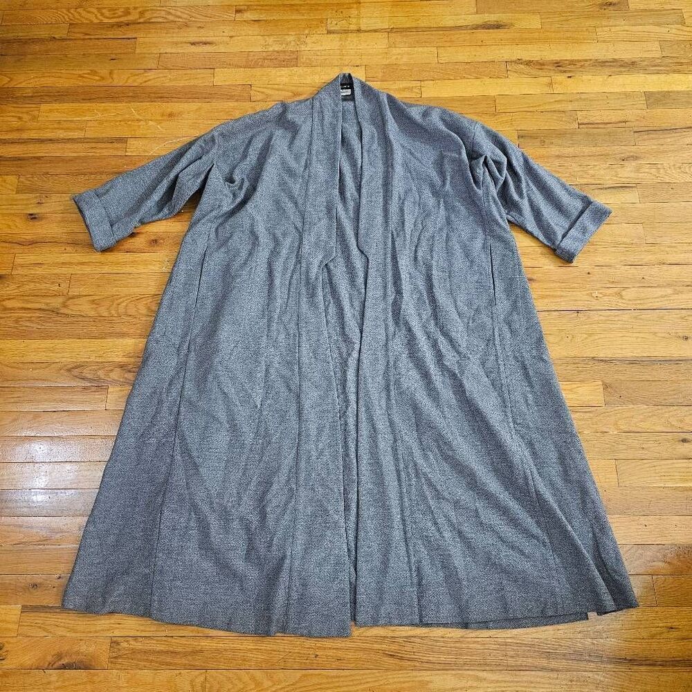 100% wool eskandar Gray Draped Open-Front Long Trench Coat cardigan sweater